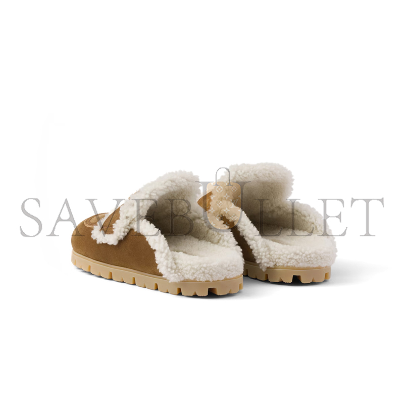 Pra*a suede and shearling slippers 1s711m
